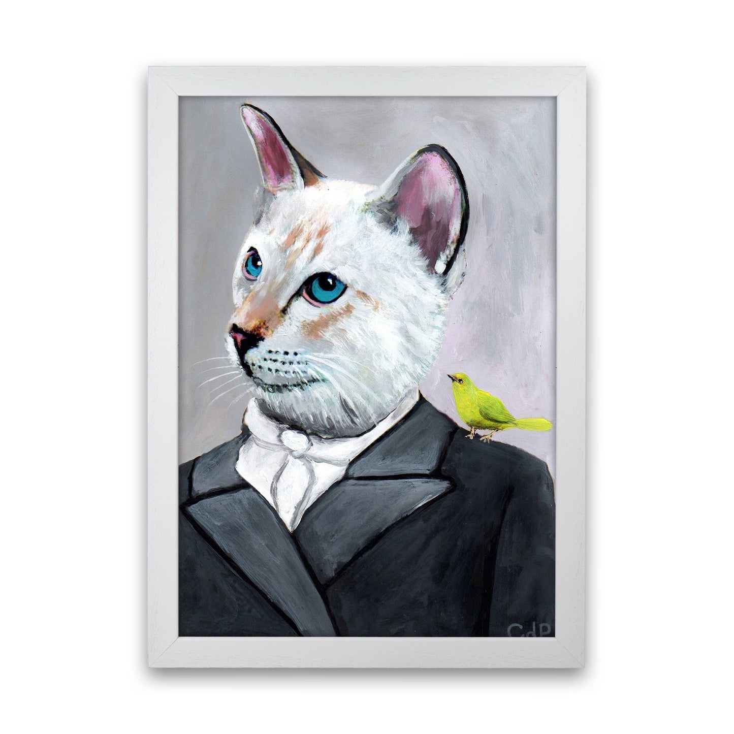 Avelena | Katze mit Vogel Kunstdruck