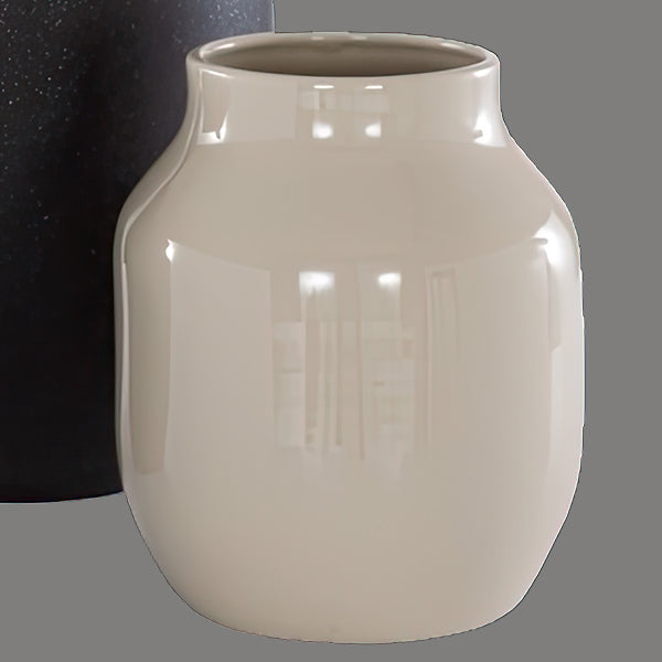 Avelena | Kullgrau und Beige Keramische Vasen, Set mit 3