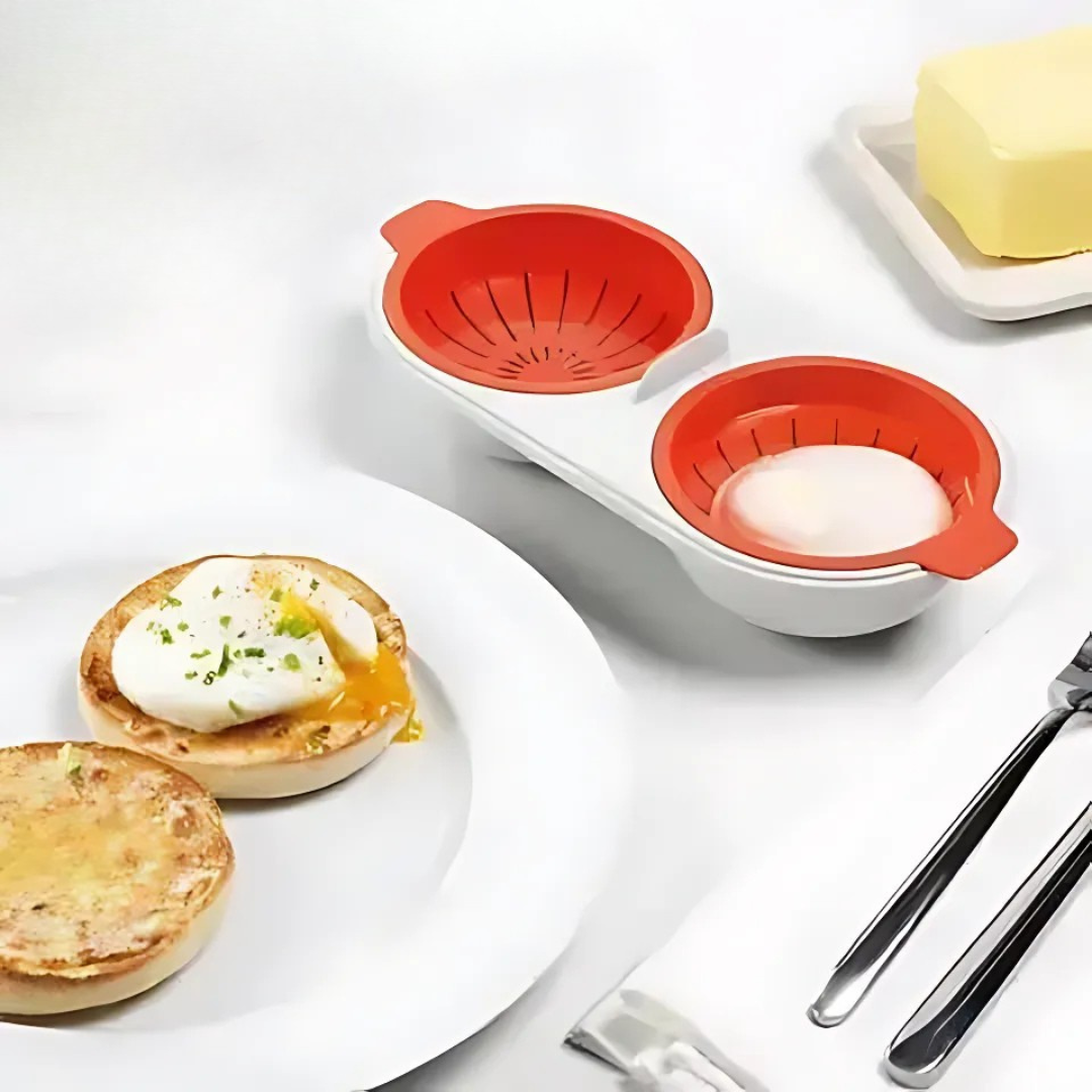 Avelena | Ei-Kocher für die Mikrowelle | Tragbar & wiederverwendbar | Pochierte Eier in Minuten | Lebensmittelechtes Silikon