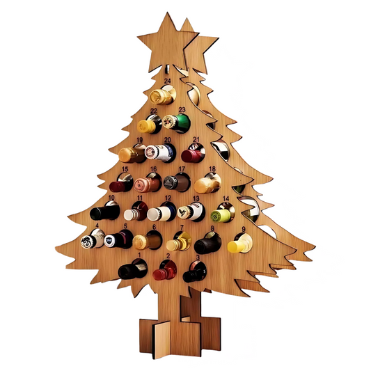 Avelena | Adventskalender Holz | Weihnachtsbaum Form | Befüllbar mit Bier, Wein & Mini-Flaschen