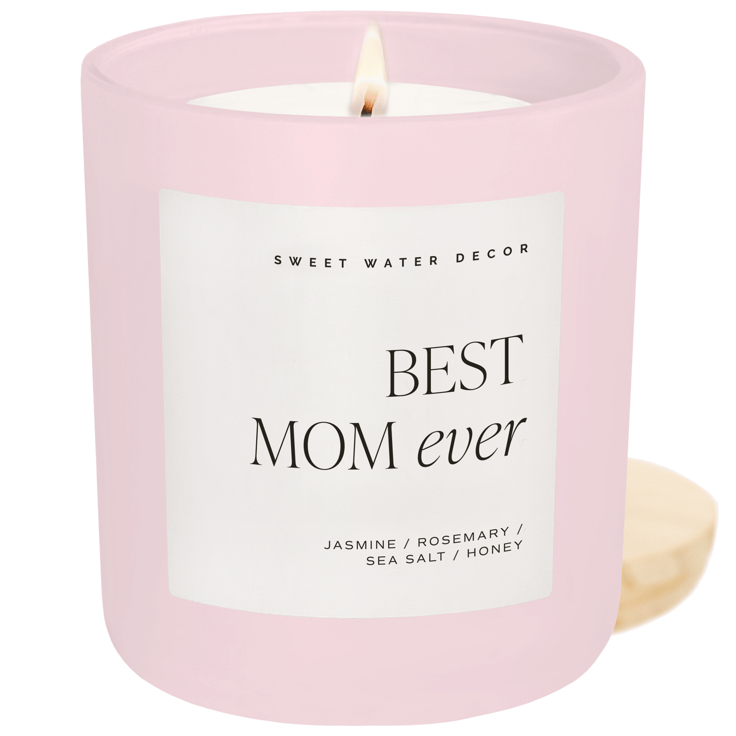 Avelena | Beste Mama Aller Zeiten Sojawachs Kerze Pink Matt Jar 15 Oz - Wildblumen und Salz