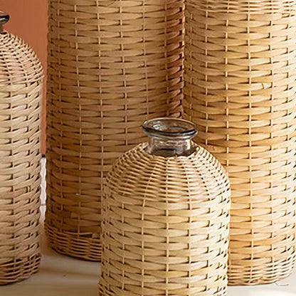 Avelena | Rattan Umschlossene Glasvasen, Set mit Vier