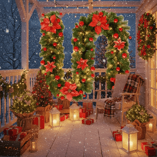 Avelena | Beleuchtete Weihnachtsgirlande aus Rattan mit warmweißen LED-Lichtern, 2,7 m