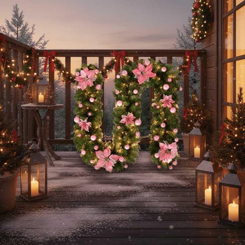 Avelena | Beleuchtete Weihnachtsgirlande aus Rattan mit warmweißen LED-Lichtern, 2,7 m