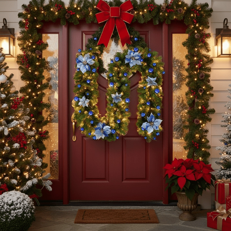 Avelena | Beleuchtete Weihnachtsgirlande aus Rattan mit warmweißen LED-Lichtern, 2,7 m