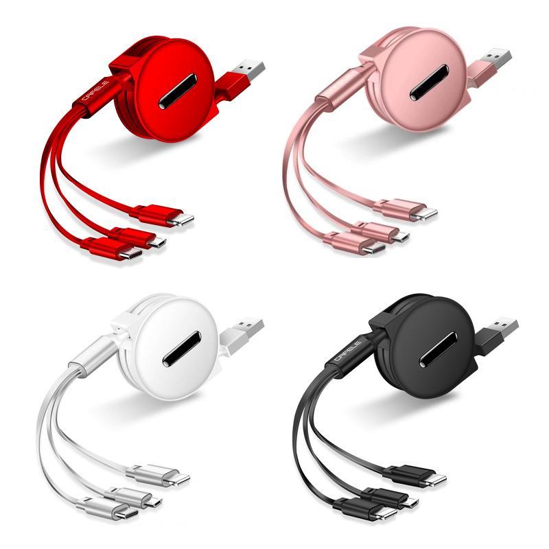 Avelena | 3-1 Ausziehbares Ladekabel Für Ios, Micro und Type-C