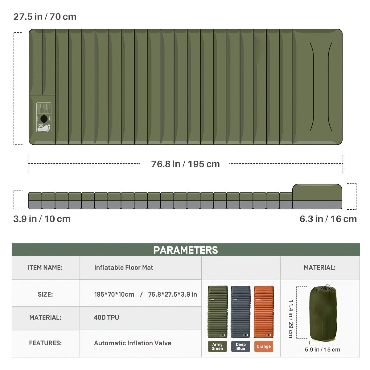 Avelena | Aufblasbare Campingmatratze | Wasserdicht, Tragbar & Einfache Inflation für Outdoor-Abenteuer