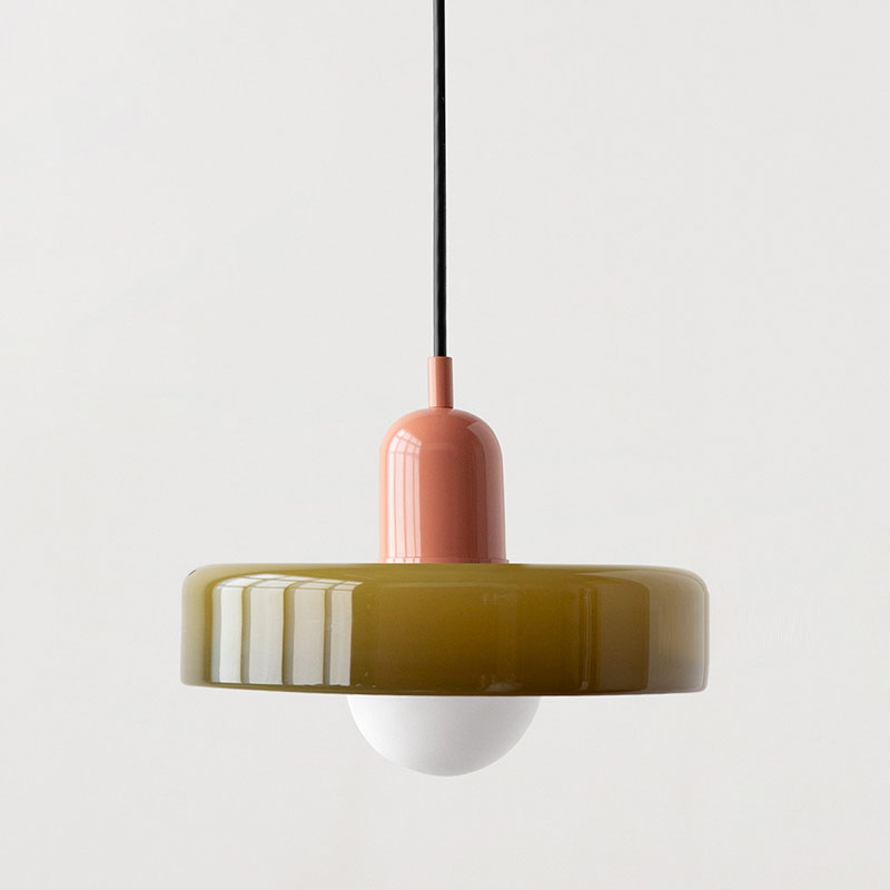 Avelena |  Pendelleuchte aus farbigem Glas | Elegante Hängeleuchte im Bauhaus-Stil | Designlampe für Wohnzimmer & Esszimmer