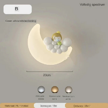 Avelena | Wandleuchte Mond | Sanfte Beleuchtung | Hochwertige Qualität - Noram