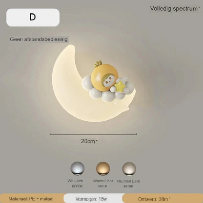 Avelena | Wandleuchte Mond | Sanfte Beleuchtung | Hochwertige Qualität - Noram