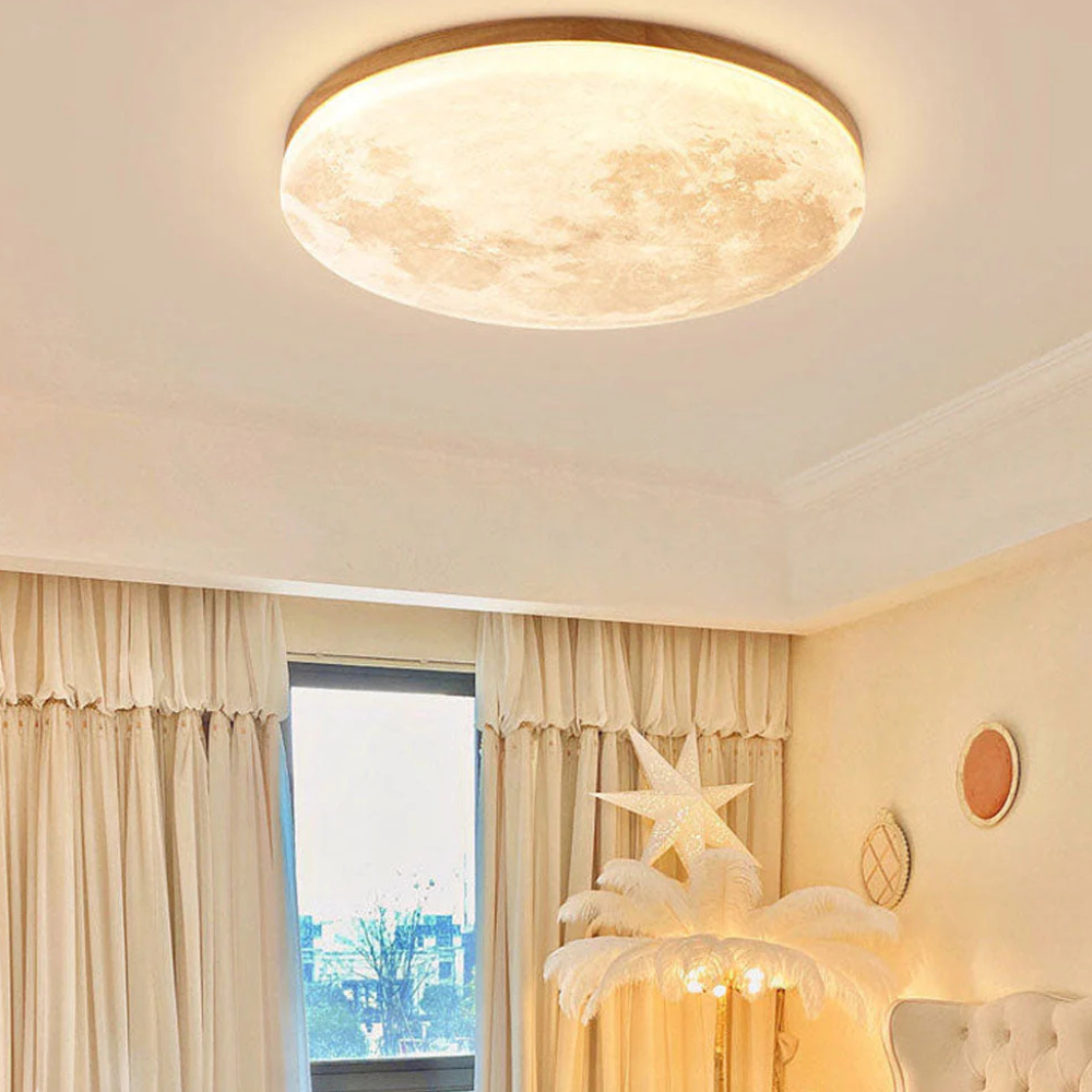 Avelena | Ceiling Light 3D Moon LED Dimmable Metal Bedroom Fixture