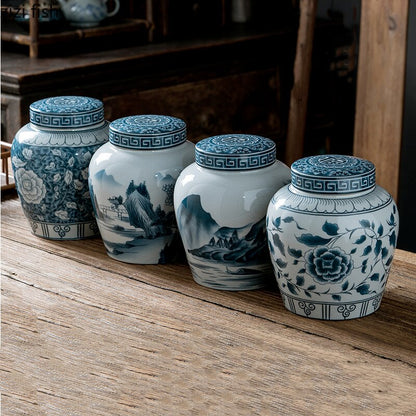 Avelena | Keramischer luftdichter Behälter Teebox Teedose Feuchtigkeitsgeschützter Aufbewahrungstank Teebehälter Aufbewahrungsflasche Teeorganisierer Bonbonglas Teedosen