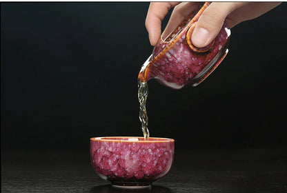 Avelena | Keramisches Gaiwan-Set kuai ke Teeset Camping Kung Fu Teeset 1 Teekanne 1 Tasse Reise-Teekanne Kaffeetasse Wasserbecher Bürokessel Trinkgeschirr