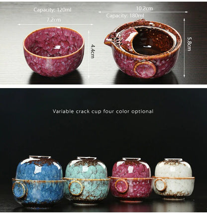 Avelena | Keramisches Gaiwan-Set kuai ke Teeset Camping Kung Fu Teeset 1 Teekanne 1 Tasse Reise-Teekanne Kaffeetasse Wasserbecher Bürokessel Trinkgeschirr