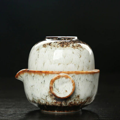 Avelena | Keramisches Gaiwan-Set kuai ke Teeset Camping Kung Fu Teeset 1 Teekanne 1 Tasse Reise-Teekanne Kaffeetasse Wasserbecher Bürokessel Trinkgeschirr