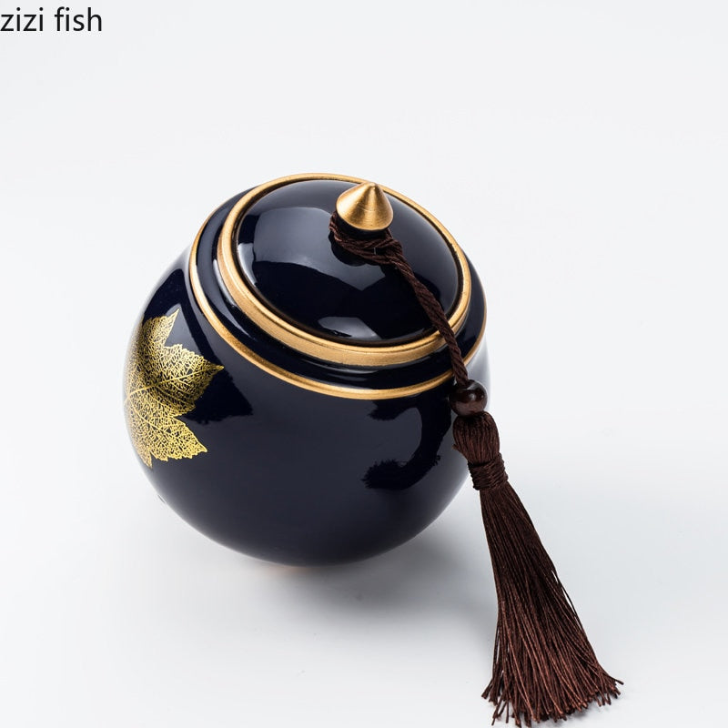 Avelena | Keramische Teekanne Tee Cajon Tee Box Aufbewahrer Teekontainer Feuchtigkeitssicher Versiegelter Tank Lagertank Bonbonglas Aufbewahrungsbox