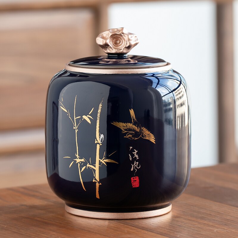 Avelena | Keramische Teekanne Tee Cajon Tee Box Aufbewahrer Teekontainer Feuchtigkeitssicher Versiegelter Tank Lagertank Bonbonglas Aufbewahrungsbox