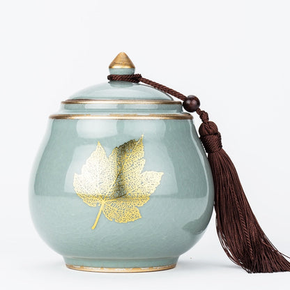 Avelena | Keramische Teekanne Tee Cajon Tee Box Aufbewahrer Teekontainer Feuchtigkeitssicher Versiegelter Tank Lagertank Bonbonglas Aufbewahrungsbox