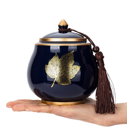 Avelena | Keramische Teekanne Tee Cajon Tee Box Aufbewahrer Teekontainer Feuchtigkeitssicher Versiegelter Tank Lagertank Bonbonglas Aufbewahrungsbox