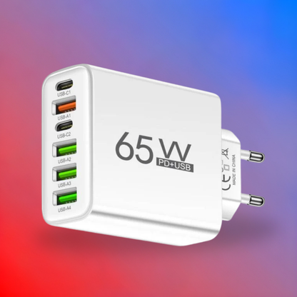 Avelena | Charger 65W Multi Port USB C Adaptor Compact Desktop Station