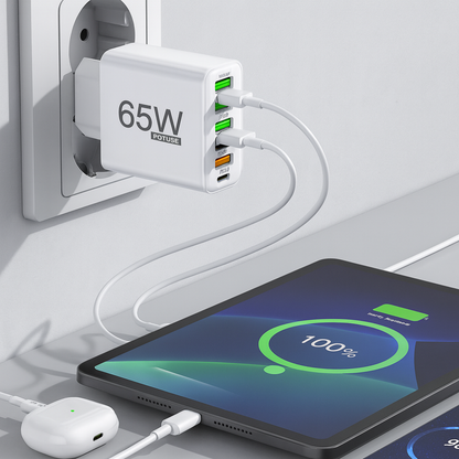 Avelena | Charger 65W Multi Port USB C Adaptor Compact Desktop Station