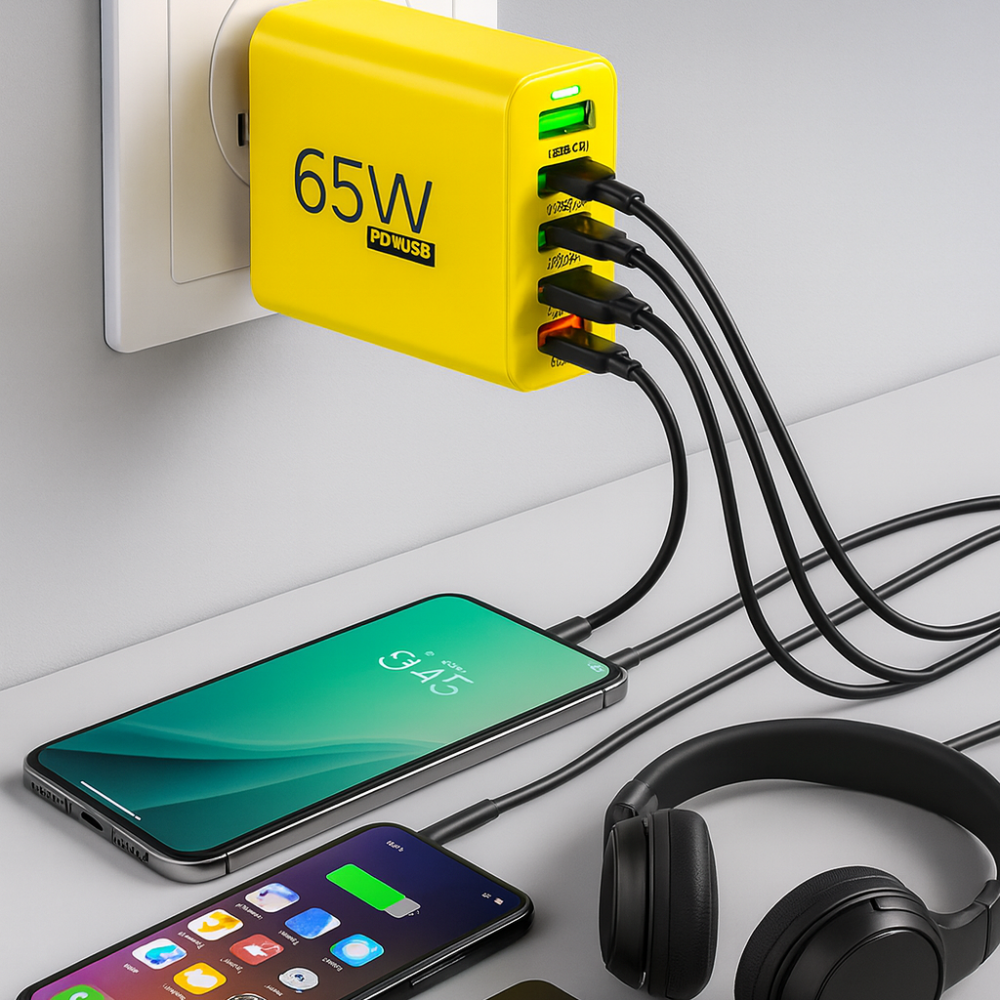 Avelena | Charger 65W Multi Port USB C Adaptor Compact Desktop Station