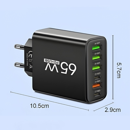 Avelena | Charger 65W Multi Port USB C Adaptor Compact Desktop Station