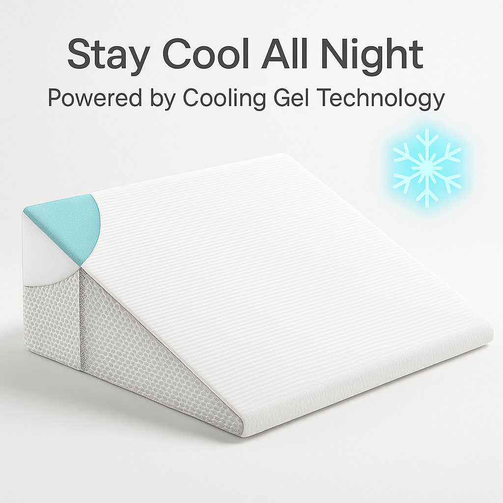 Avelena | Deluxe geneigtes Keilstützkissen | Kühlendes Gel-Memory-Schaum, abnehmbarer Bezug & ideal zur Linderung von Rückenschmerzen und Sodbrennen