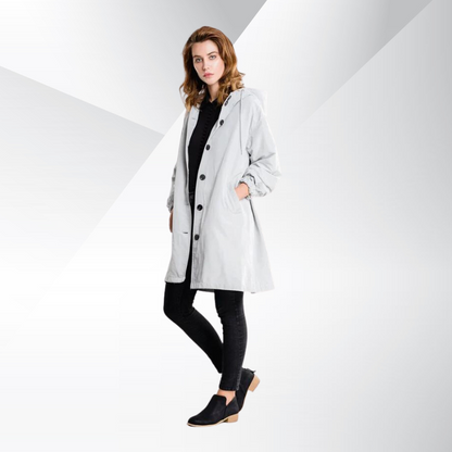 Damen Trenchcoat | Damenmantel mit Kapuze