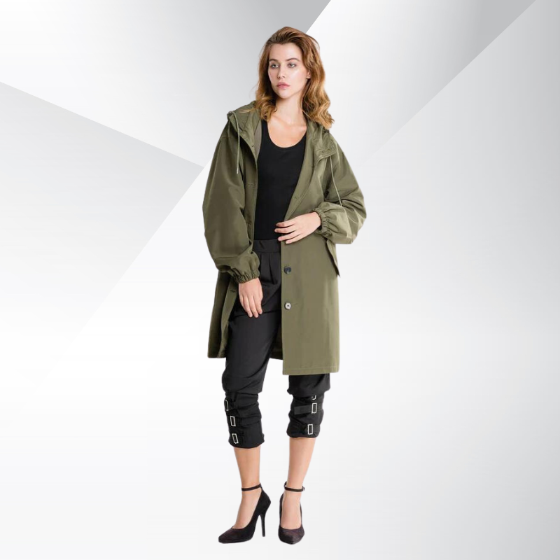 Damen Trenchcoat | Damenmantel mit Kapuze