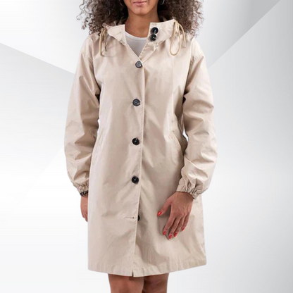 Damen Trenchcoat | Damenmantel mit Kapuze