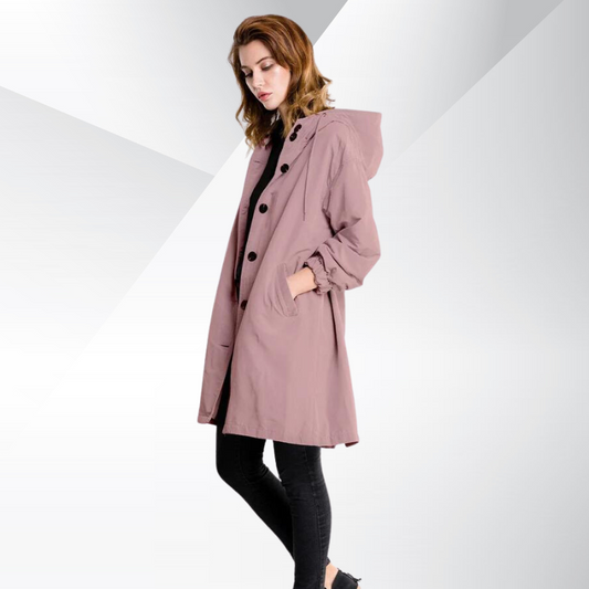 Damen Trenchcoat | Damenmantel mit Kapuze