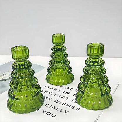 Avelena | Weihnachtsbaum Glas Kerzenhalter | 3er Set