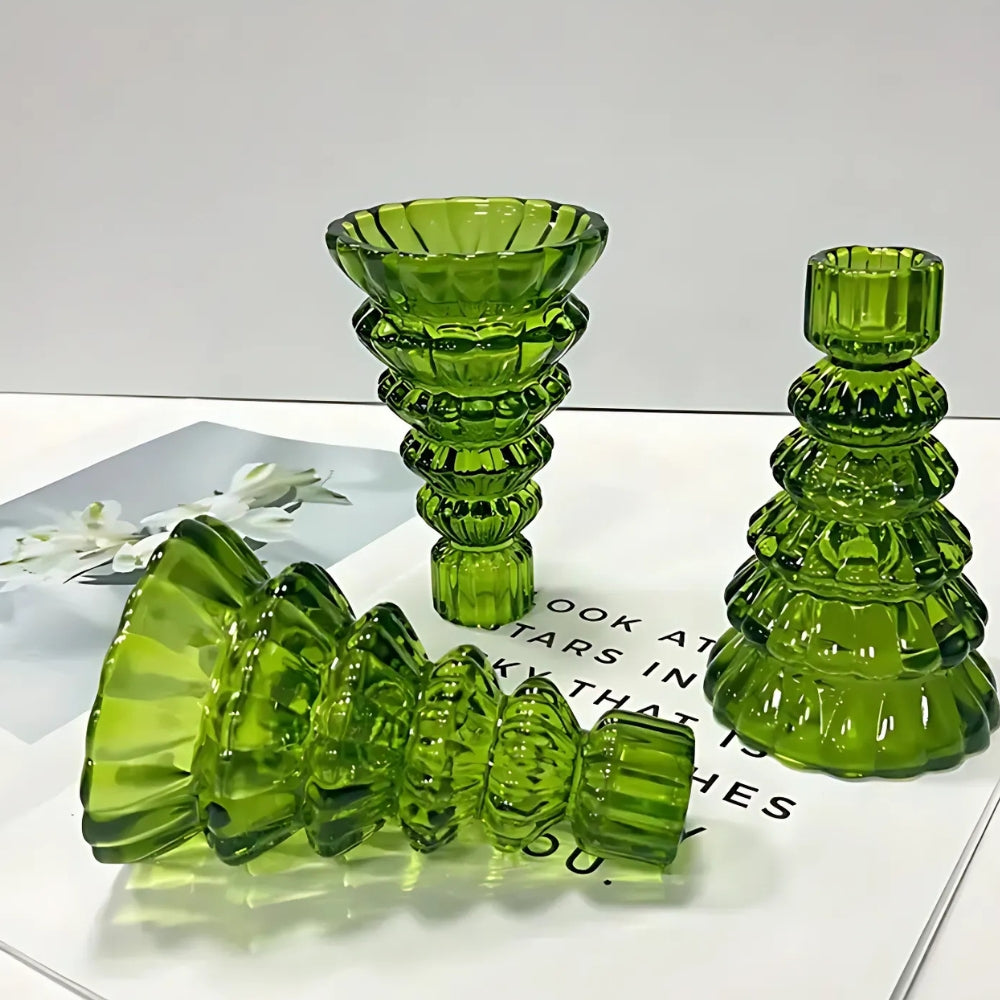 Avelena | Weihnachtsbaum Glas Kerzenhalter | 3er Set
