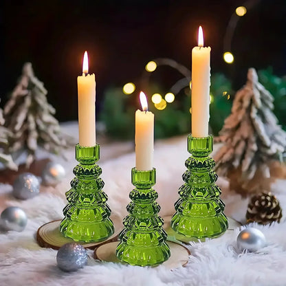 Avelena | Weihnachtsbaum Glas Kerzenhalter | 3er Set