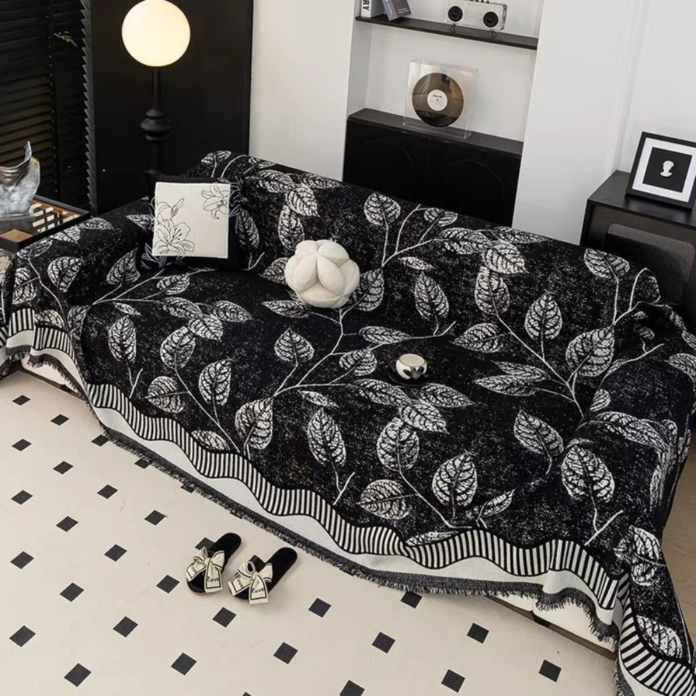 Avelena | Classic Chenille Blätter Sofabezug