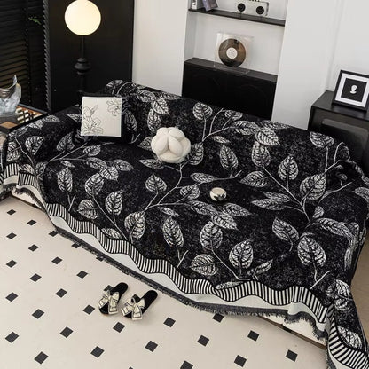 Avelena | Classic Chenille Blätter Sofabezug