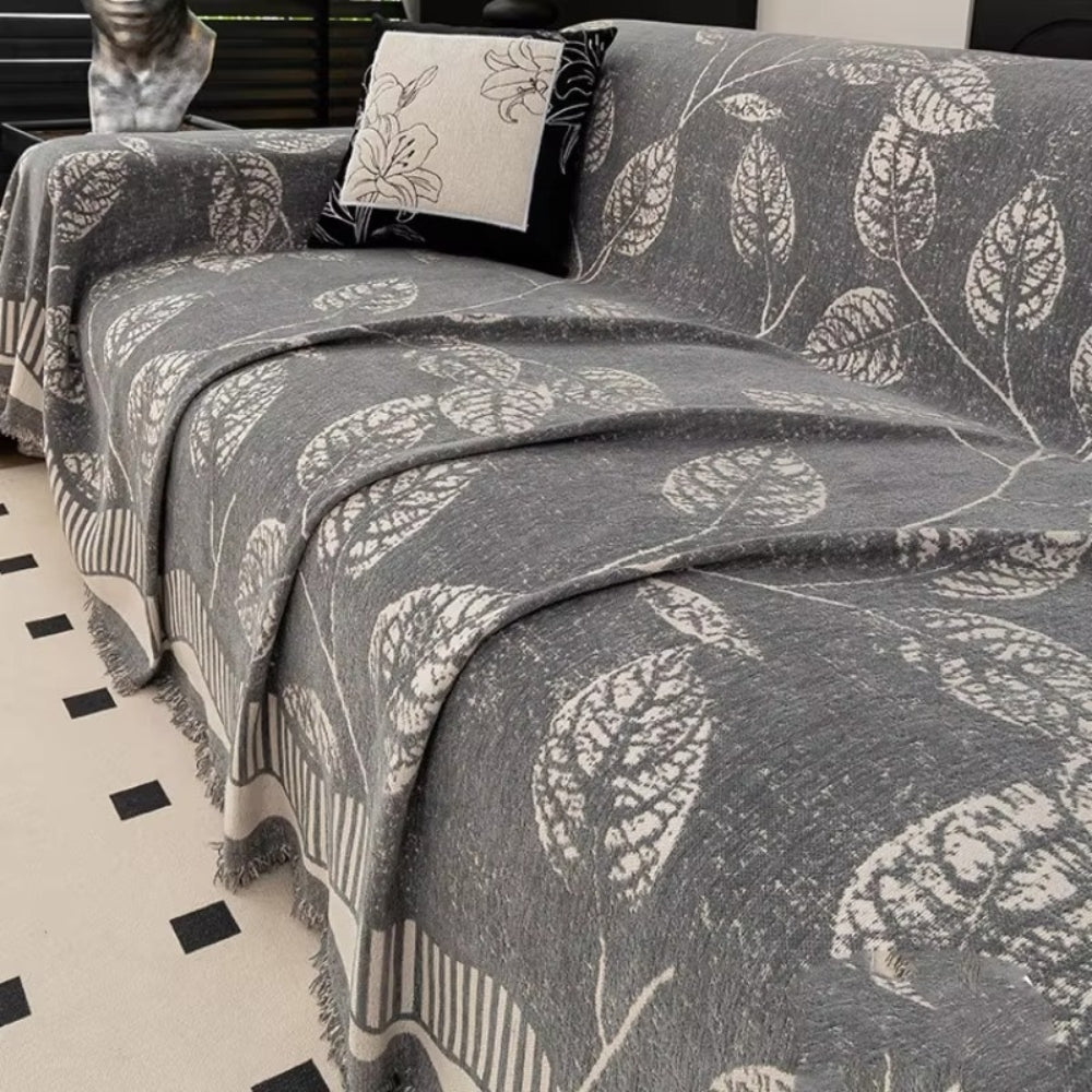 Avelena | Classic Chenille Blätter Sofabezug