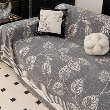 Avelena | Classic Chenille Blätter Sofabezug