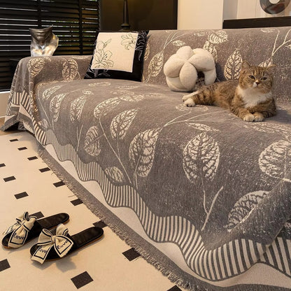 Avelena | Classic Chenille Blätter Sofabezug