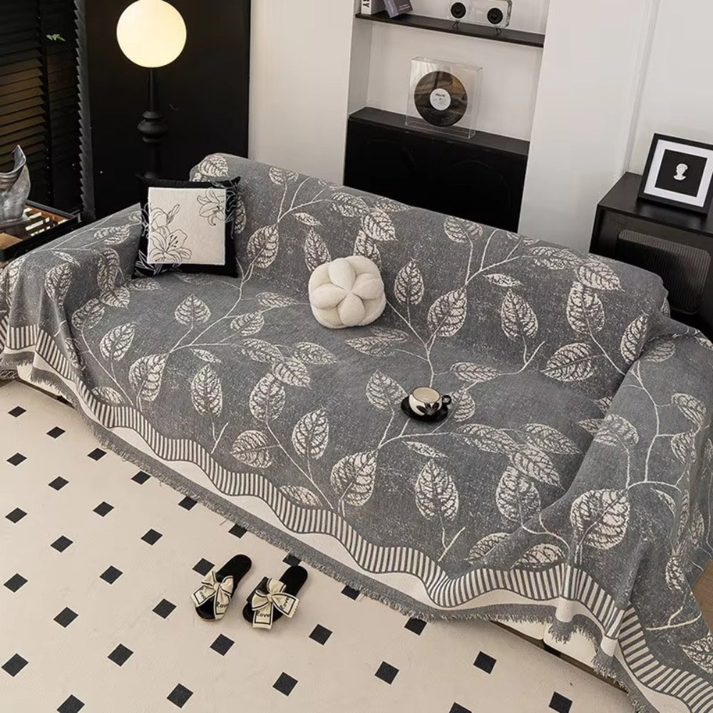 Avelena | Classic Chenille Blätter Sofabezug