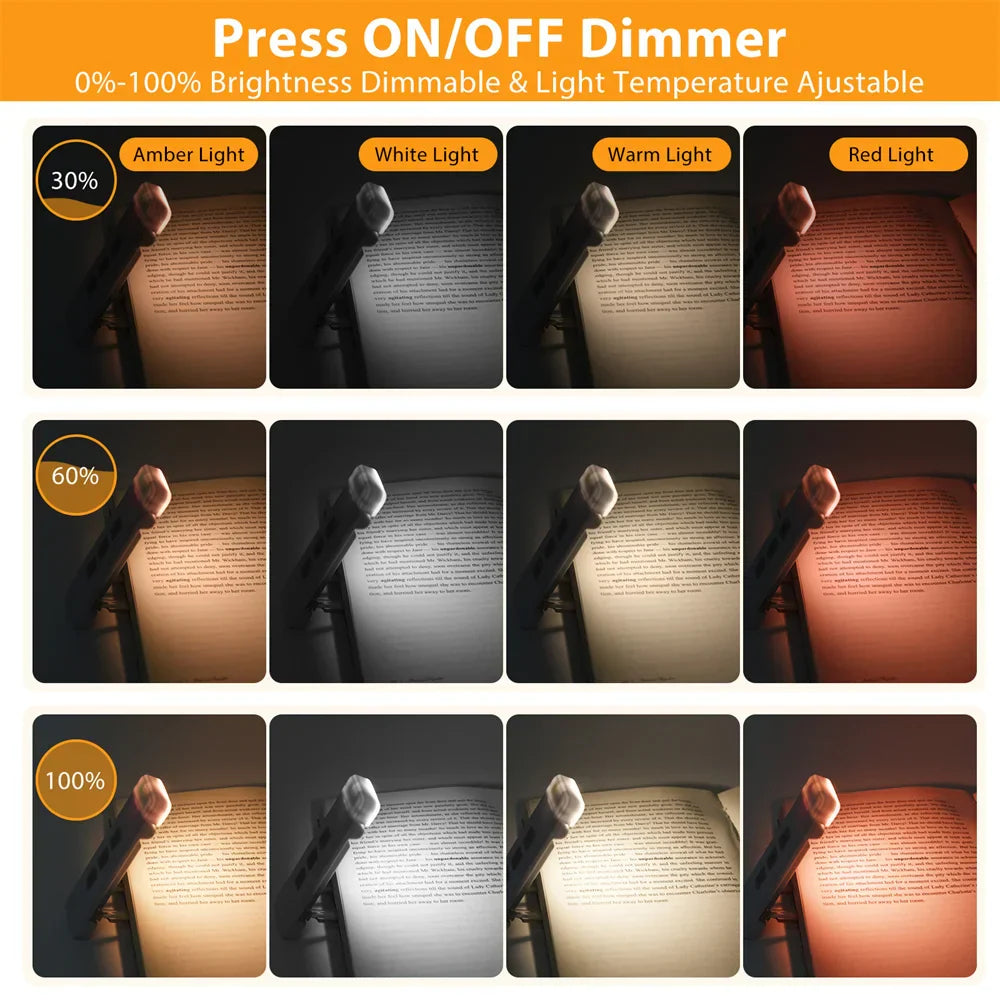 Avelena | Clip-on Buchlicht, USB wiederaufladbares Leselicht mit Timer, tragbares LED-Lesezeichenlicht für Nachttisch & Schreibtisch