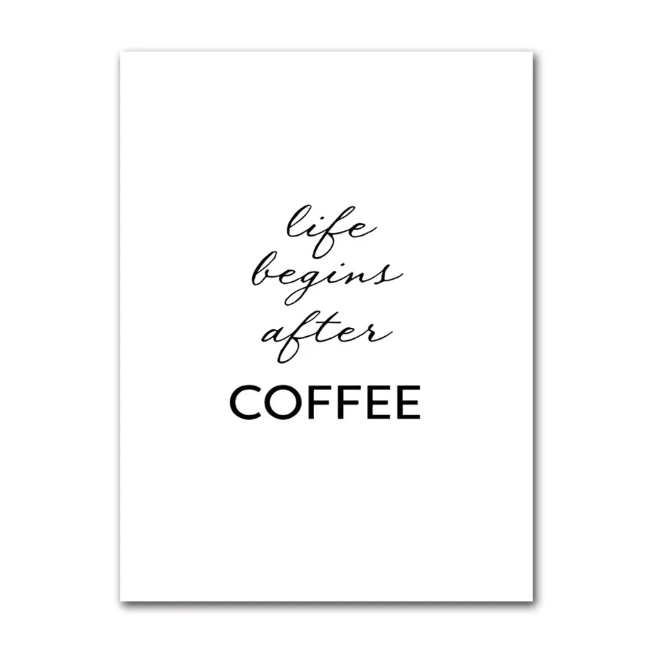 Avelena | Kaffeekenner Wandkunst Feine Kunst Leinwanddrucke Schwarz Weiß Kaffee Menü Poster Bilder für Küche Esszimmer Café Kunst Dekor