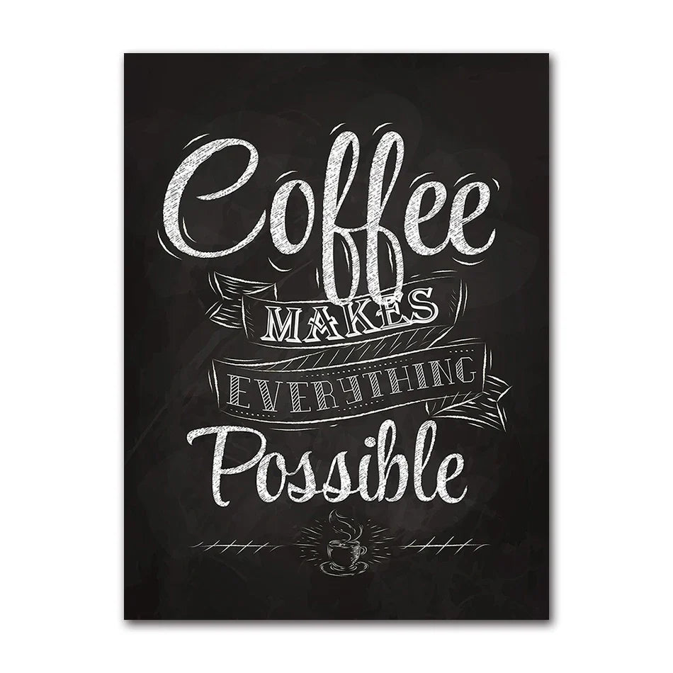 Avelena | Kaffeekenner Wandkunst Feine Kunst Leinwanddrucke Schwarz Weiß Kaffee Menü Poster Bilder für Küche Esszimmer Café Kunst Dekor