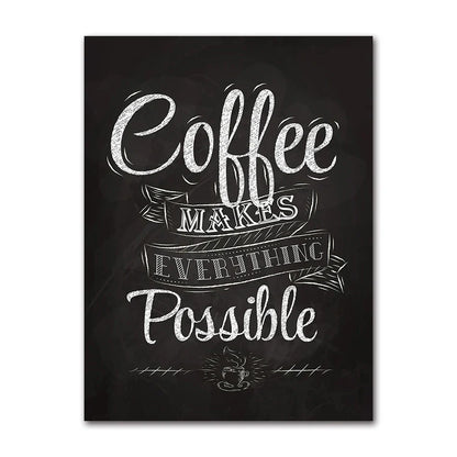 Avelena | Kaffeekenner Wandkunst Feine Kunst Leinwanddrucke Schwarz Weiß Kaffee Menü Poster Bilder für Küche Esszimmer Café Kunst Dekor