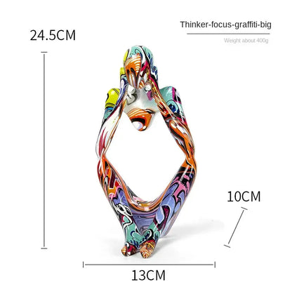 Avelena | Bunte Graffiti Abstracte Harz Handgemachte Kunstwerke Skulptur Denker Figurine Statue Heimdekoration Innenraum Büro Schreibtisch Ornamente