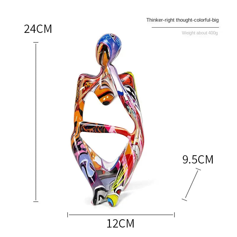 Avelena | Bunte Graffiti Abstracte Harz Handgemachte Kunstwerke Skulptur Denker Figurine Statue Heimdekoration Innenraum Büro Schreibtisch Ornamente