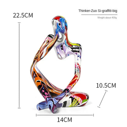 Avelena | Bunte Graffiti Abstracte Harz Handgemachte Kunstwerke Skulptur Denker Figurine Statue Heimdekoration Innenraum Büro Schreibtisch Ornamente