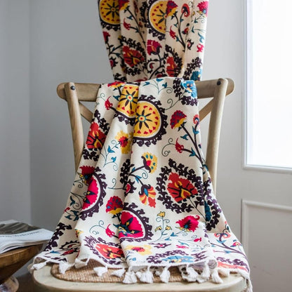 Avelena | Boho Farbkreis Blüte Quastenvorhang