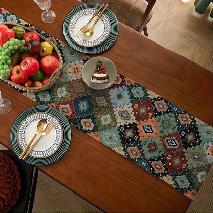 Avelena | Bunter Geometrischer Quasten Tischläufer Dekor